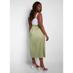 Women's Essential Satin Shift Skirt - Olive -Lady Clothing Store GUEST df1cd9f3 cf1a 462b bfce 1a4e07f46b79