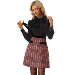 Allegra K Women's Vintage Plaid Suspender Button Decor High Waist Tweed Skirt -Lady Clothing Store GUEST dfa9457f f1f5 4659 90bb 107bea515d65