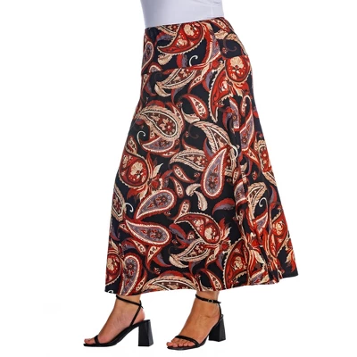 Womens Plus Size Black And Red Paisley Print Maxi Skirt 3 Womens Plus Size Black And Red Paisley Print Maxi Skirt