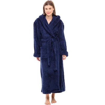 Women's Fuzzy Plush Fleece Bathrobe With Hood, Soft Warm Hooded Lounge Robe 4 Women's Fuzzy Plush Fleece Bathrobe With Hood, Soft Warm Hooded Lounge Robe - Image 2
