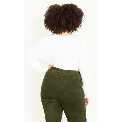 Women's Plus Size Walk On By Trouser - Olive | EVANS 3 Women's Plus Size Walk On By Trouser - Olive | EVANS