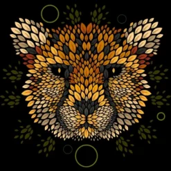 Junior's Design By Humans Cheetah Face By LetterQ T-Shirt