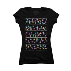 Junior's Design By Humans Christmas Garland Lights Retro Pixel Pattern By R4Design T-Shirt -Lady Clothing Store GUEST e5a947c3 3c7a 4bb8 bbaf b117800018f8
