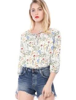 Allegra K Women's Bow Tie Round Neck 3/4 Raglan Sleeve Floral Blouse Tops 24 Allegra K Women's Bow Tie Round Neck 3/4 Raglan Sleeve Floral Blouse Tops -Lady Clothing Store GUEST ea579dd2 0775 471b a56c ade6de950963