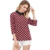 Allegra K Women's Polka Dots Contrast Peter Pan Collar Top 3/4 Sleeves Blouse -Lady Clothing Store GUEST ea5afd72 558a 4cb7 81e7 309740575e0e