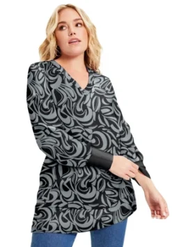 June + Vie By Roaman's Women’s Plus Size V-Neck French Terry Sweatshirt -Lady Clothing Store GUEST ecbb0087 841c 4eb5 bfe7 a5bcafb73647