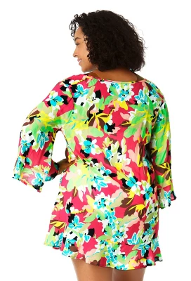 Anne Cole Plus - Women's Flounce V Neck Tunic Swimsuit Cover Up 3 Anne Cole Plus - Women's Flounce V Neck Tunic Swimsuit Cover Up
