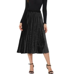 Allegra K Women's High Elastic Waist Velvet Pleated Swing Midi Skirt 14 Allegra K Women's High Elastic Waist Velvet Pleated Swing Midi Skirt -Lady Clothing Store GUEST f2011d6c a884 483f 8671 dd14f302d76d