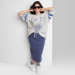 Women's Ascot + Hart Varsity Elbow Sleeve Graphic T-Shirt - Gray -Lady Clothing Store GUEST f47bc769 7e52 44ae 93fe 43bd227c5a1f