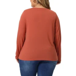 Agnes Orinda Women's Plus Size Long Sleeve V Neck Button Front Casual T-shirt -Lady Clothing Store GUEST f55b5a36 cd73 4850 a39b eb5448c25155