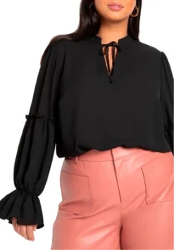 ELOQUII Women’s Plus Size Ruffle Detail Blouse With Ties -Lady Clothing Store GUEST f62c9ae8 9fec 4ff0 9c40 f9b635e26b4d