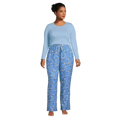 Lands' End Women's Pajama Set Knit Long Sleeve T-Shirt And Flannel Pants 8 Lands' End Women's Pajama Set Knit Long Sleeve T-Shirt And Flannel Pants - Image 6