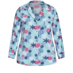 Women's Plus Size Snowflake Button Fleece Sleep Top - Blue | AVENUE 15 Women's Plus Size Snowflake Button Fleece Sleep Top - Blue | AVENUE -Lady Clothing Store GUEST f77fce40 113b 422d 8465 210a4746e0ce