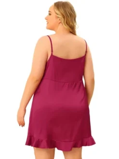 Agnes Orinda Women's Plus Size Satin Ruffle Trim Lingerie V Neck Sleepwear Slips Pajamas Nightgown -Lady Clothing Store GUEST f7b677ab 2578 47d3 9d5e 7a8c7e440615