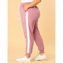 Agnes Orinda Women's Plus Size Skinny Drawstring Elastic Waist Contrast Color Comfort Athletic Jogger Pants -Lady Clothing Store GUEST f857f1b8 20a1 47e5 86bd 0f40efa4af96