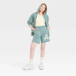 Women's SmileyWorld What Makes You Smile Graphic Shorts - Green -Lady Clothing Store GUEST f8820d96 8f03 4dfd af39 9993fc80d676