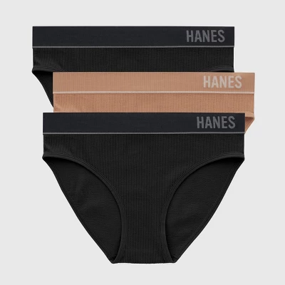 Hanes Originals Women's 3pk Ribbed Bikini Underwear - Black/Beige 6 Hanes Originals Women's 3pk Ribbed Bikini Underwear - Black/Beige - Image 4