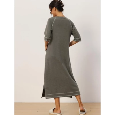 Cheibear Womens Zipper Front Housecoat With Pockets Long Robes 5 Cheibear Womens Zipper Front Housecoat With Pockets Long Robes - Image 3