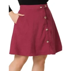 Agnes Orinda Women's Plus Size Corduroy Button Mid-Rise A-Line Mini Skirts -Lady Clothing Store GUEST fa2bfbea 4c3f 4f1c 860b 0229cf9fe1f1