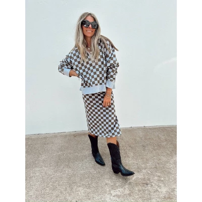 Women's Ascot + Hart Collared Checkered Long Sleeved Graphic Pullover 5 Women's Ascot + Hart Collared Checkered Long Sleeved Graphic Pullover - Image 3