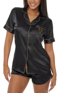 Womens Satin Pajamas Lounge Set, Silk Like Short Sleeve Top And Shorts With Pockets -Lady Clothing Store GUEST faabce1a b248 4581 a2fb e04bd34c9a35