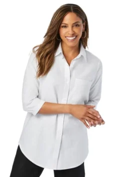 Jessica London Women’s Plus Size Linen 3/4 Sleeve Tunic -Lady Clothing Store GUEST fbe07bec 6af1 49b1 b389 b3bc593b6f70