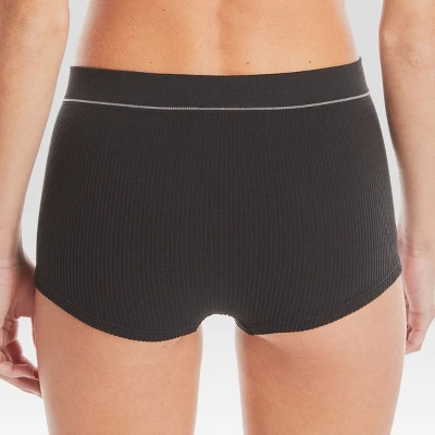 Hanes Originals Women's 3pk Ribbed Boy Shorts - Black/Beige 5 Hanes Originals Women's 3pk Ribbed Boy Shorts - Black/Beige - Image 3