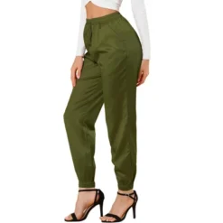 Allegra K Women's Drawstring Elastic Waist Athleisure Pants Ankle Length Satin Joggers With Pocket -Lady Clothing Store GUEST fccd3b3f f4db 4f17 aa05 43bb2aa1af74
