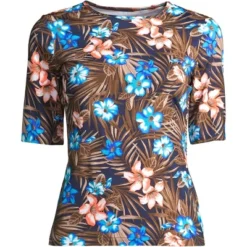 Lands' End Women's Crew Neck Elbow Sleeve Rash Guard UPF 50 Sun Protection Modest Swim Tee -Lady Clothing Store GUEST fd27cc30 1433 489a a157 22a161b5b42c