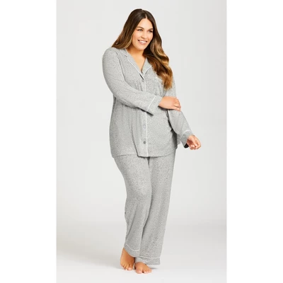 Women's Plus Size Hacci Button Top - Gray | AVENUE 3 Women's Plus Size Hacci Button Top - Gray | AVENUE