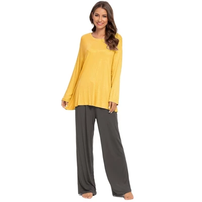 Cheibear Womens Pajama Set Soft Modal Contrast Color Long Sleeve Shirt And Pants Sleepwear 2pcs 4 Cheibear Womens Pajama Set Soft Modal Contrast Color Long Sleeve Shirt And Pants Sleepwear 2pcs - Image 2