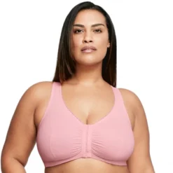 Glamorise Womens Front-Closure Cotton T-Back Comfort Wirefree Bra 1908 Pink Blush 11 Glamorise Womens Front-Closure Cotton T-Back Comfort Wirefree Bra 1908 Pink Blush -Lady Clothing Store GUEST ff3a734b b560 4e9b 9504 52dfb73e8f66