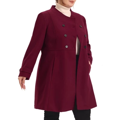 Agnes Orinda Women's Plus Size Stand Collar Pockets Double Breasted Trendy Winter Coats 3 Agnes Orinda Women's Plus Size Stand Collar Pockets Double Breasted Trendy Winter Coats